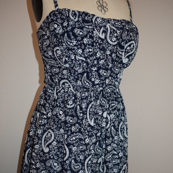 Maurices Navy and White Paisley A-Line Dress - Picture 4 of 6